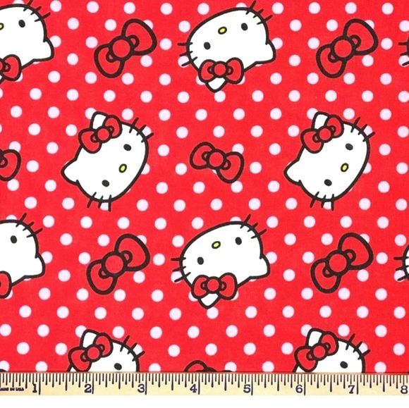 2 YDS Hello Kitty Polka Dot Cotton Fabric by Springs Creative - Picture 2 of 2